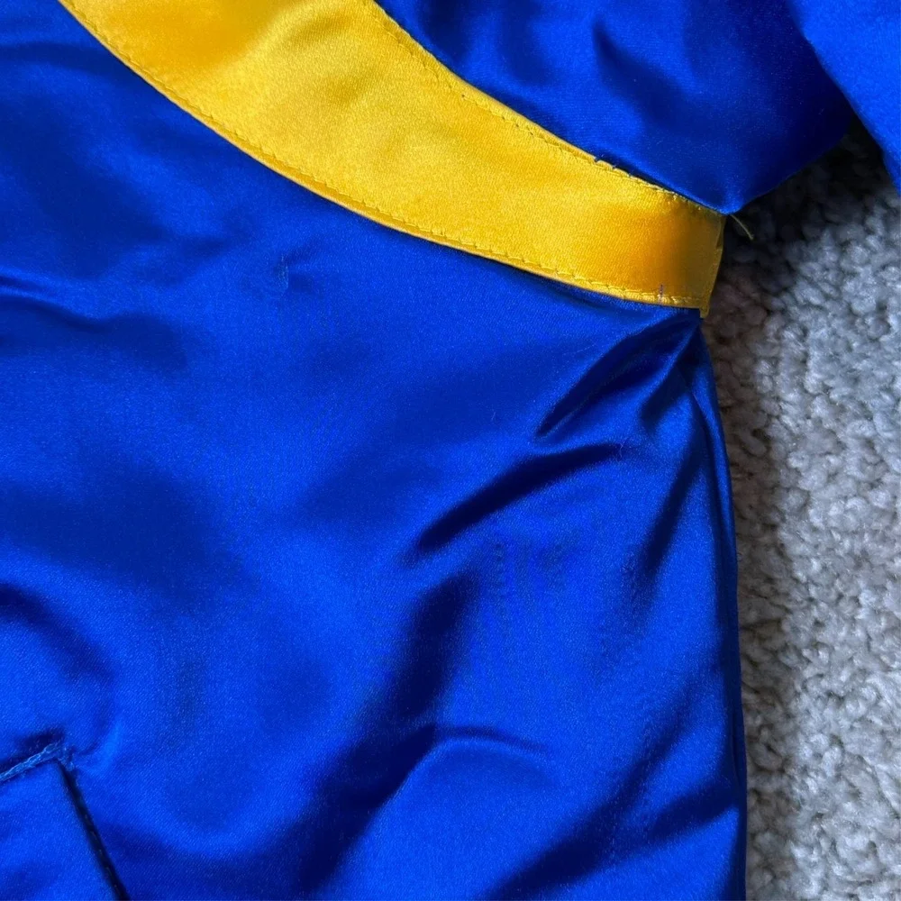 Vintage 80s 90s LA Rams Snap Bomber Jacket Blue Gold NFL Satin Fits Small-Medium
